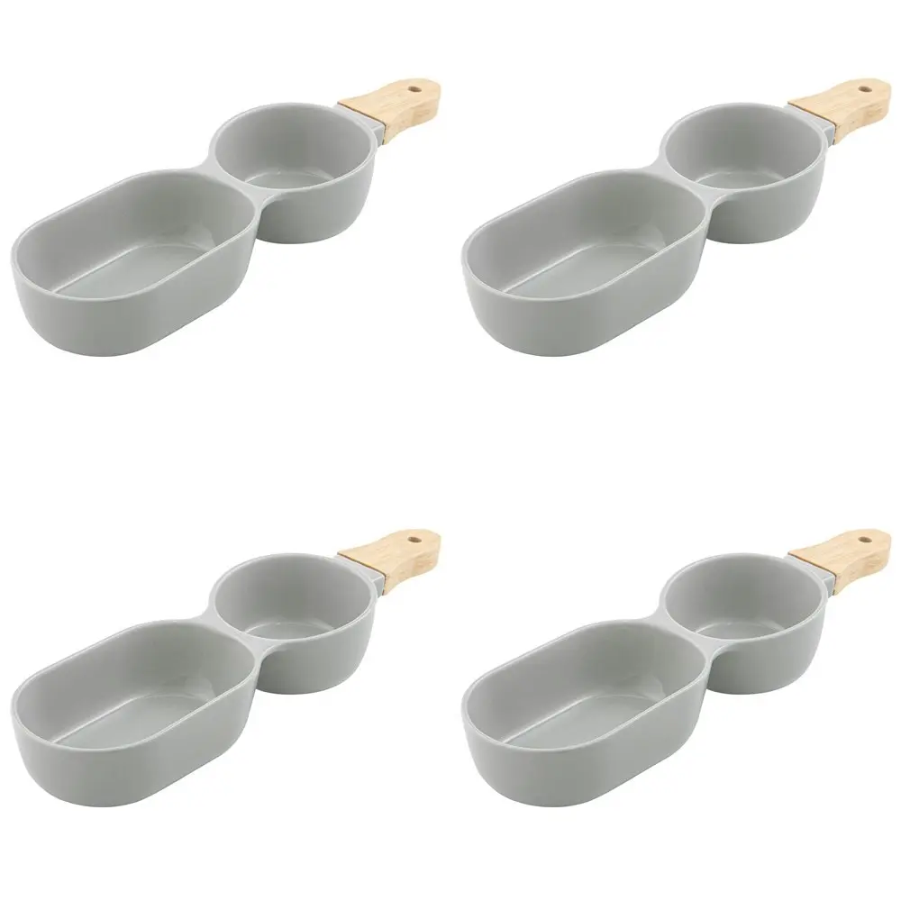 4x Ladelle Alto Serve & Share 2 Part 34.5x9.5cm Porcelain/Wood Serve Stick Grey