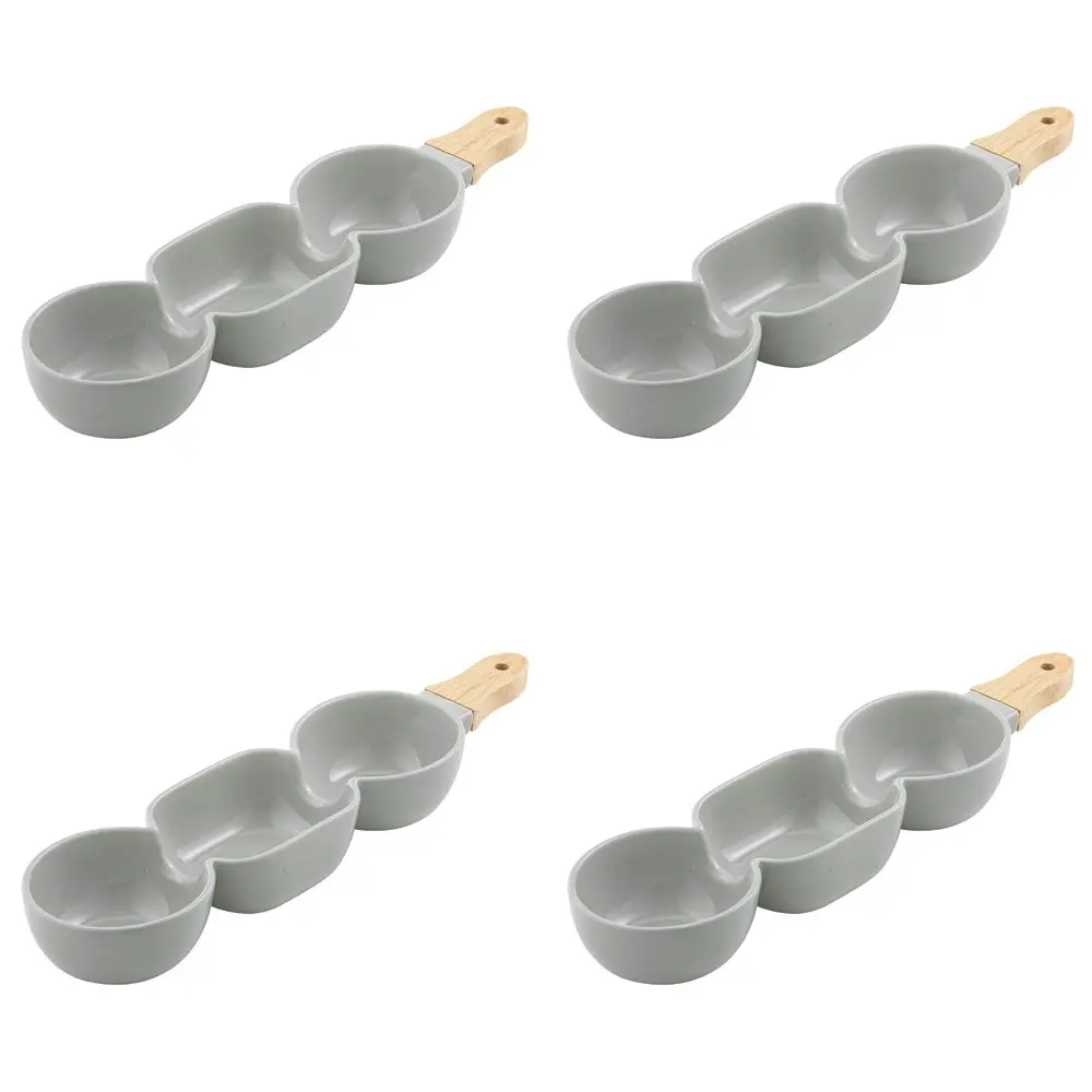 4x Ladelle Alto Serve & Share 3 Part 40x9.8cm Porcelain/Wood Serve Stick Grey