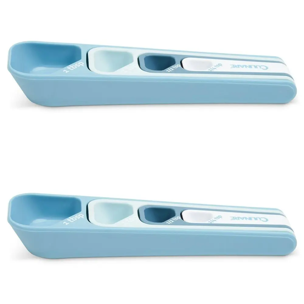 2x 4pc Culinare 16cm Plastic Measuring Spoons Liquid/Powder Baking/Kitchen Blue