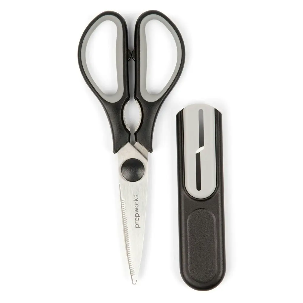 Progressive Prepworks 28cm Kitchen Scissors Cutting Shears w/ Sharpener Black