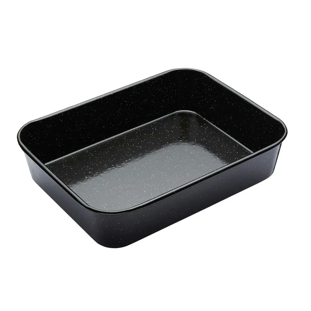 MasterCraft Pro Vitreous 34x26cm Enamel Roasting Pan Baking/Cooking Tray Black