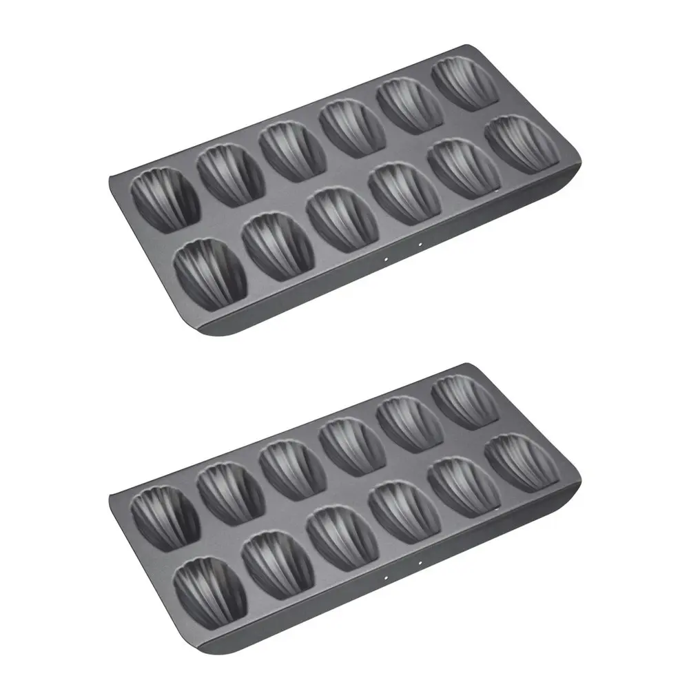 2x MasterCraft 40cm Heavy Base 12-Cup Non-Stick Madeleine Pan Baking Mould Black