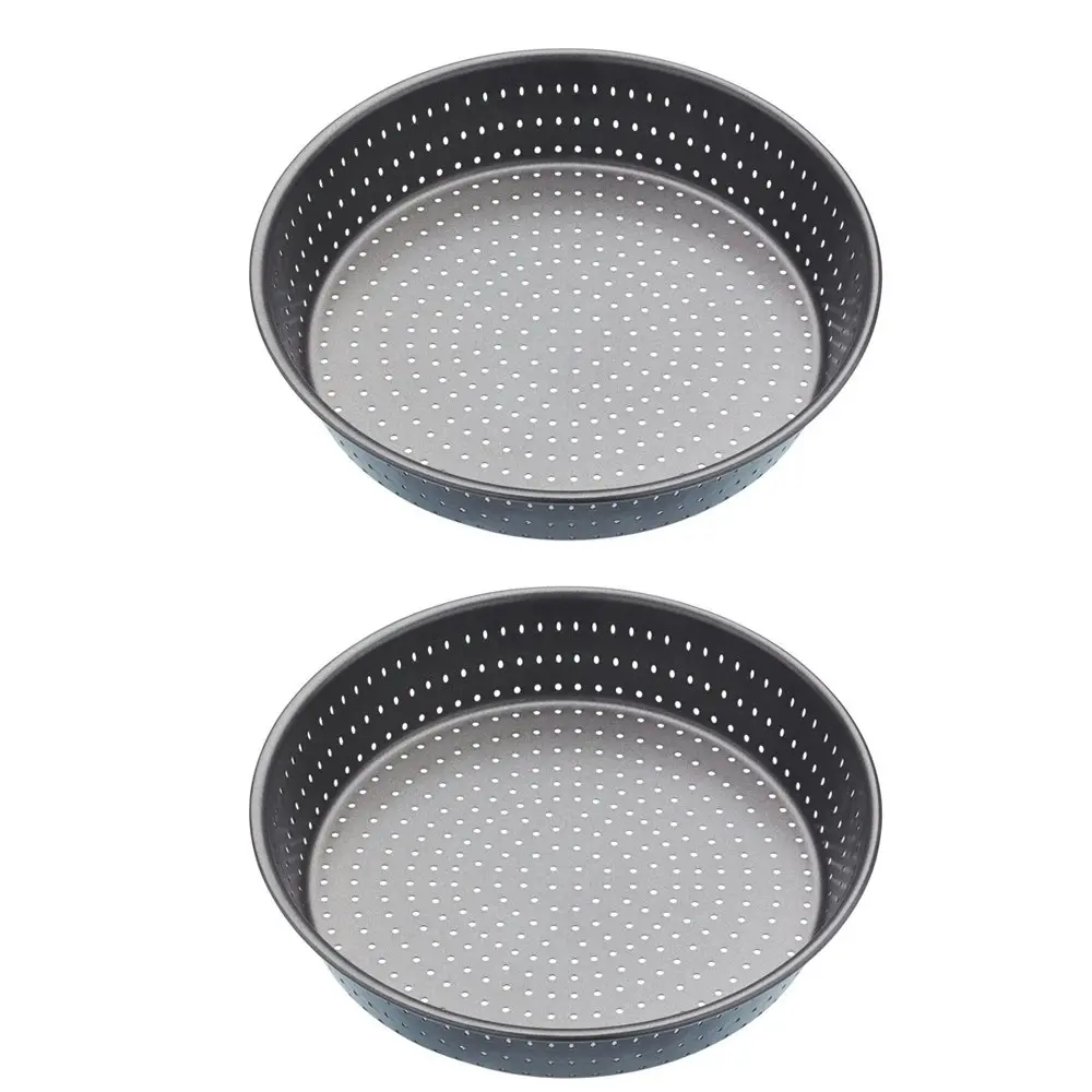 2x MasterCraft Crusty Bake 24cm Non-Stick Deep Pie Tin Baking Mould Tray Black