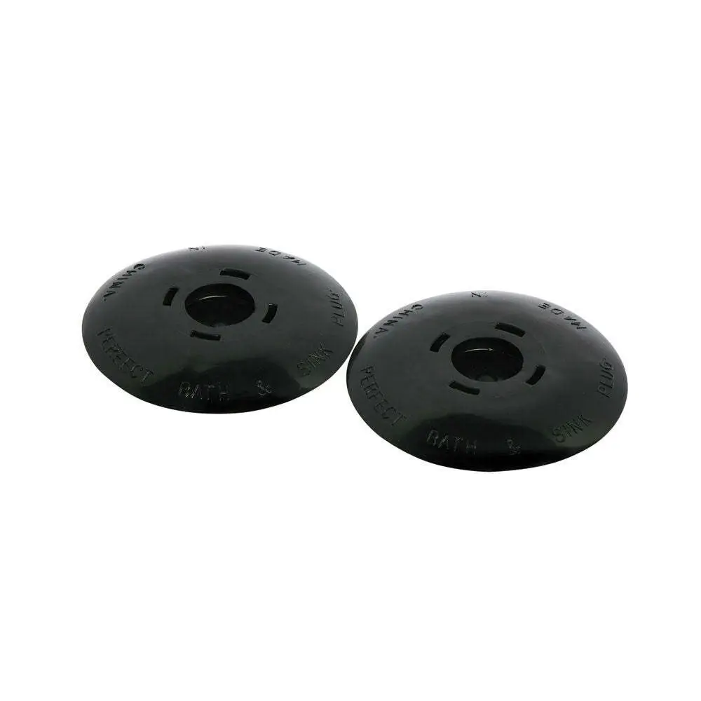 2pc Wiltshire Kitchen/Bathroom Standard Sink Drain Plug Stopper 52mm Black