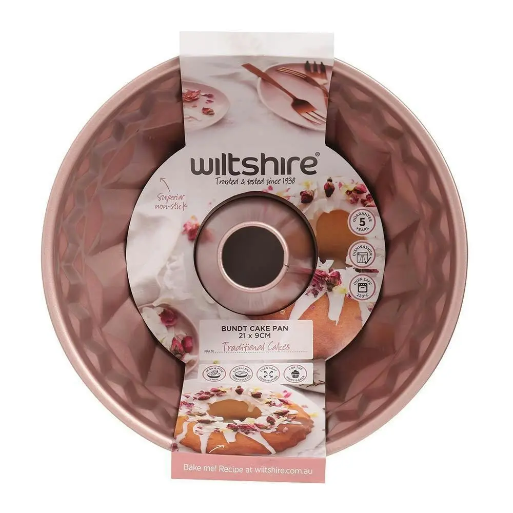 Wiltshire Rose Gold Non-Stick Round Bundt Pan Oven Safe Baking Tin 21cm