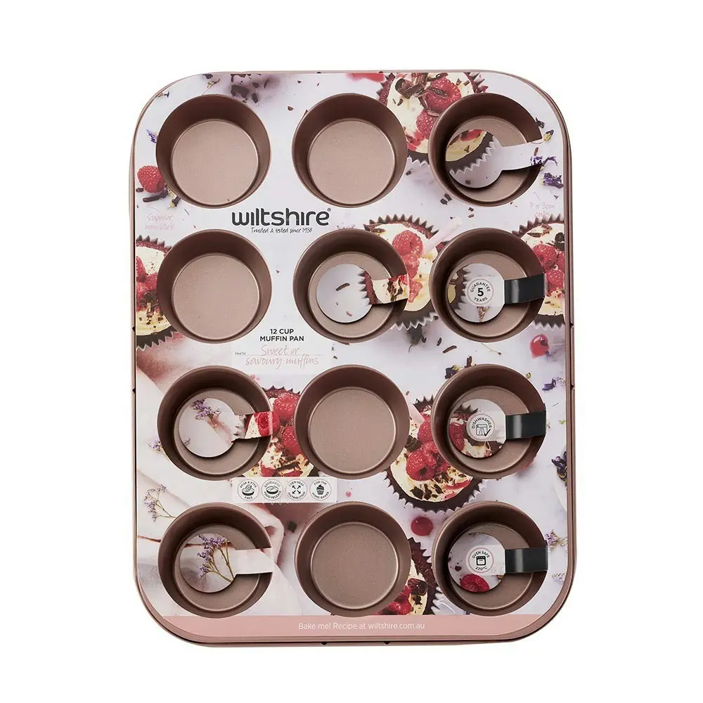 Wiltshire Rose Gold 12 Cup Non-Stick Muffin/Cupcake Oven Safe Baking Pan