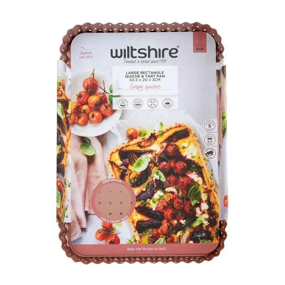 Wiltshire Rose Gold Non-Stick Perforated Rectangular Tart Pan 30.5x20cm