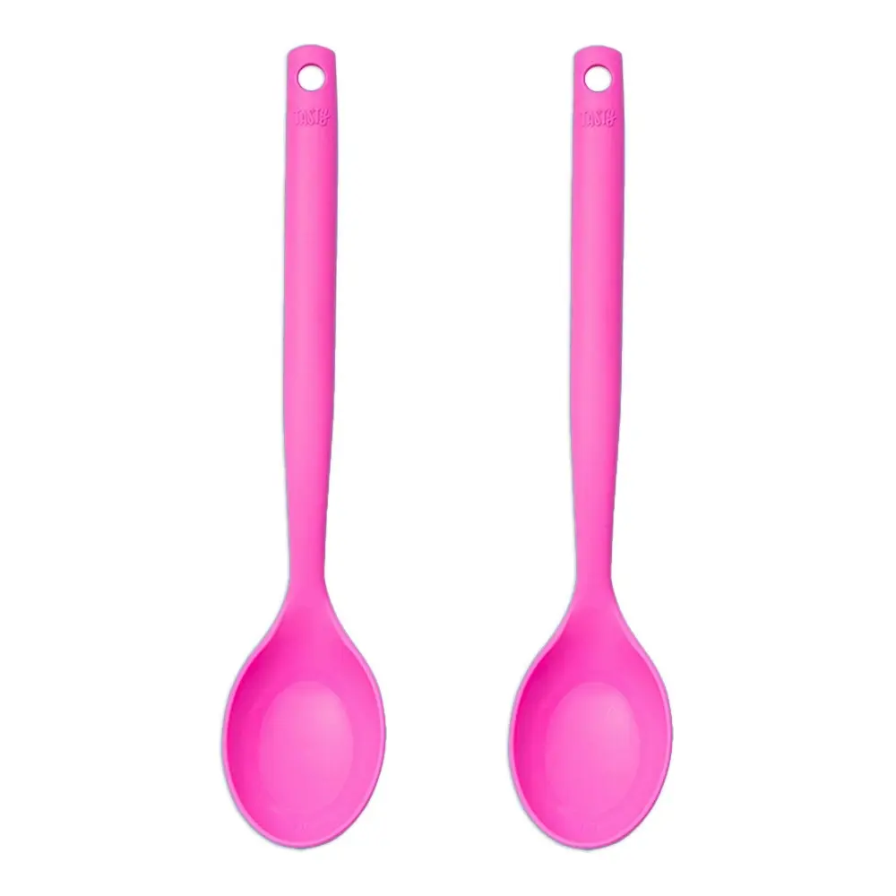 2x Tasty 2-in-1 Silicone Spoon w/ Measurements Kitchen Cooking Utensil 35cm Pink