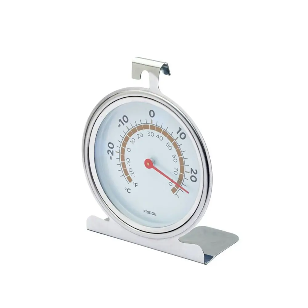 MasterCraft Round 10cm Stainless Steel Fridge Freezer Thermometer Hanging Silver