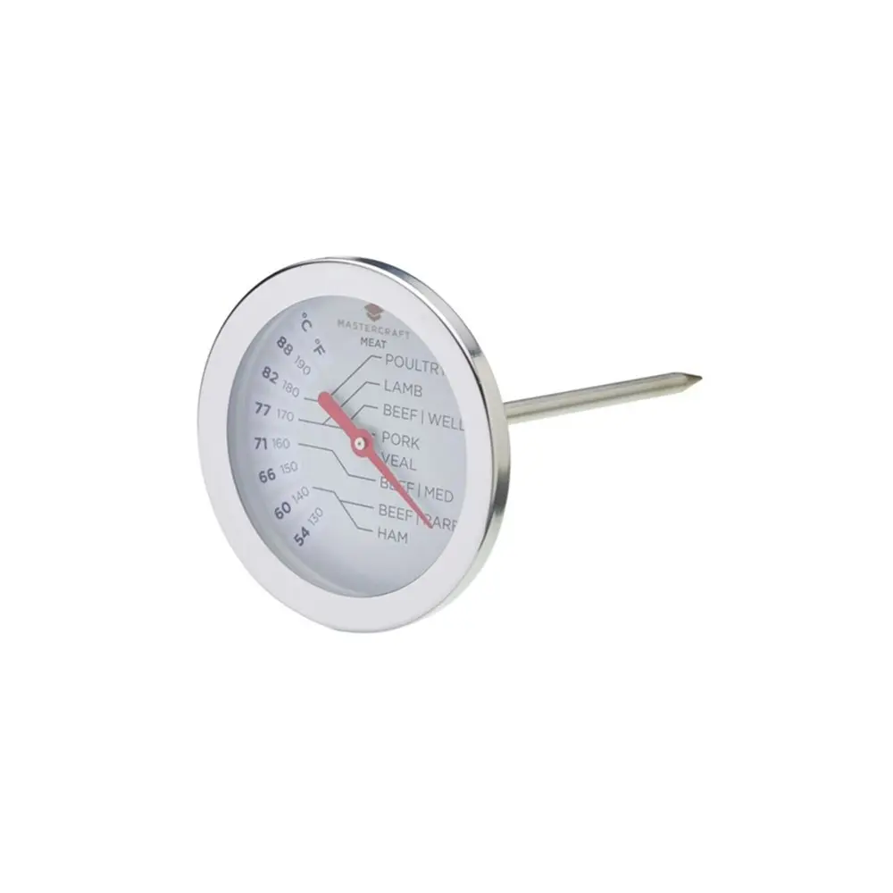 MasterCraft Stainless Steel 13.5cm Meat Thermometer Food BBQ Cooking Silver