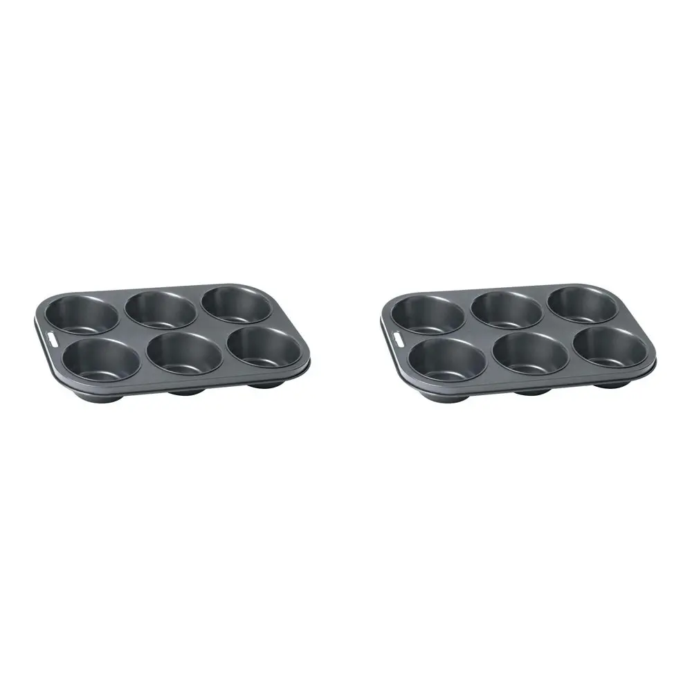 2x Wiltshire Easybake Non-Stick 6 Cup Texas Muffin/Cupcake Pan Baking Tray