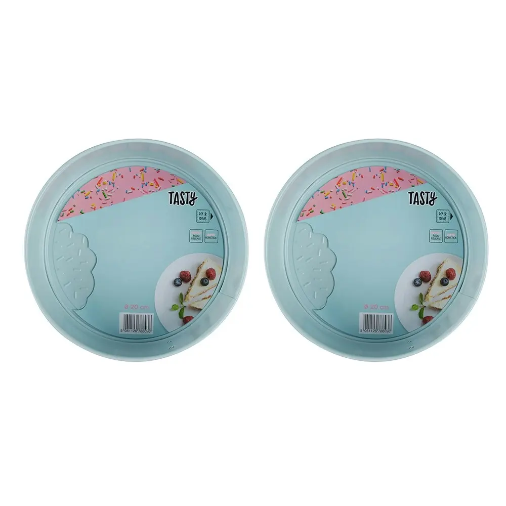 2x Tasty Springform Non-Stick Cake Pan Baking Mould Round 1.7L/20cm Light Blue