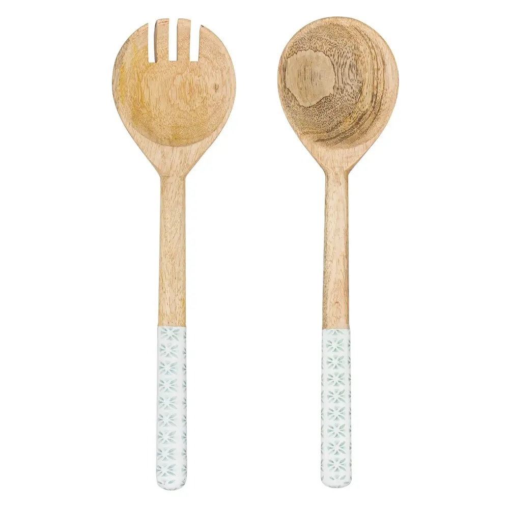 Ladelle Chelsea Mango Wood Salad Servers Spoon/Fork Kitchen Serving Utensil Set