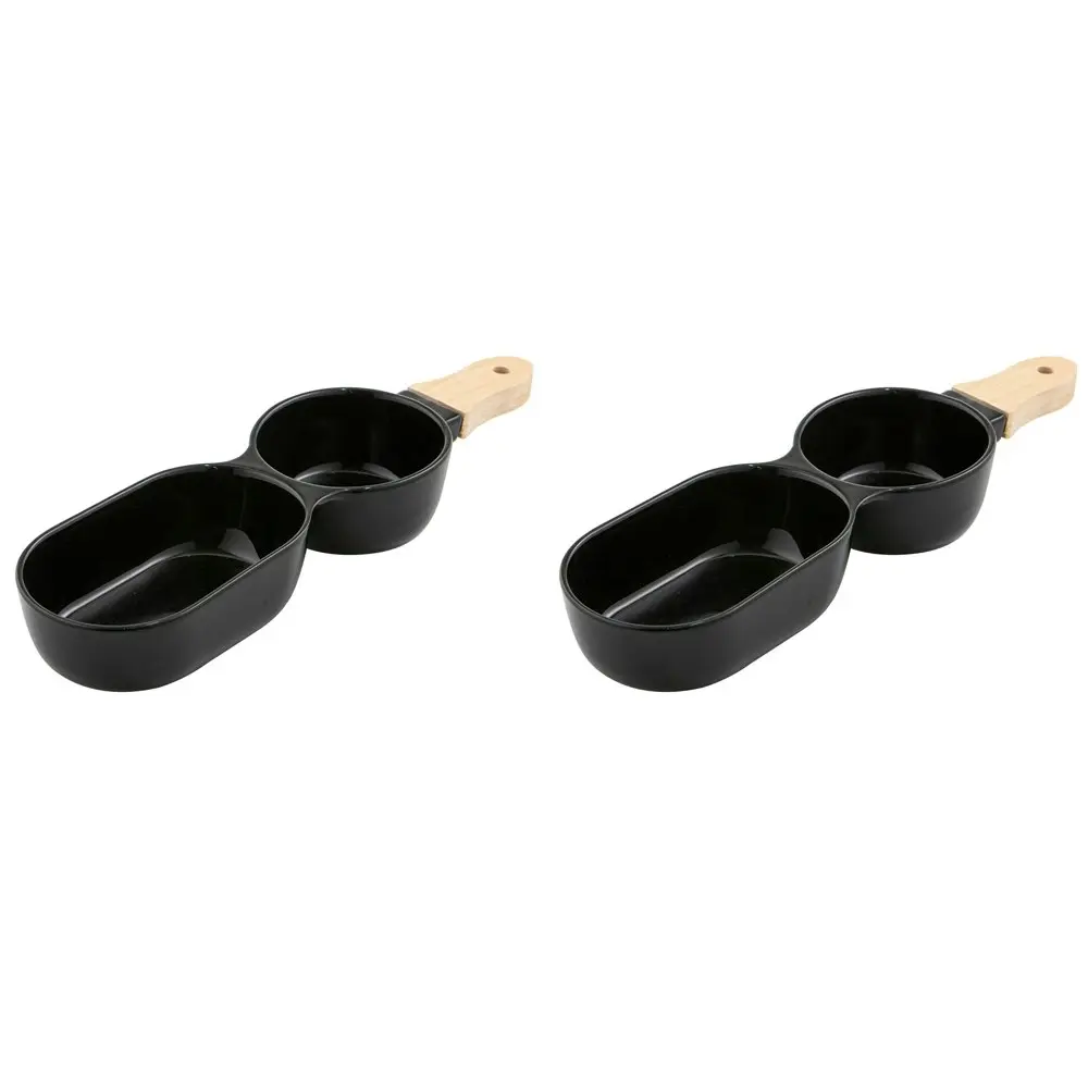 2x Ladelle Alto Serve & Share 2 Part 34.5x9.5cm Porcelain/Wood Serve Stick Black