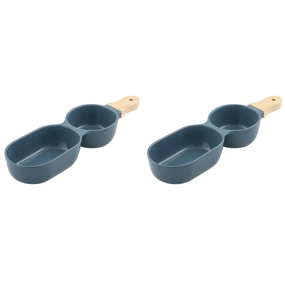 2x Ladelle Alto Serve & Share 2 Part 34.5x9.5cm Porcelain/Wood Serve Stick Blue