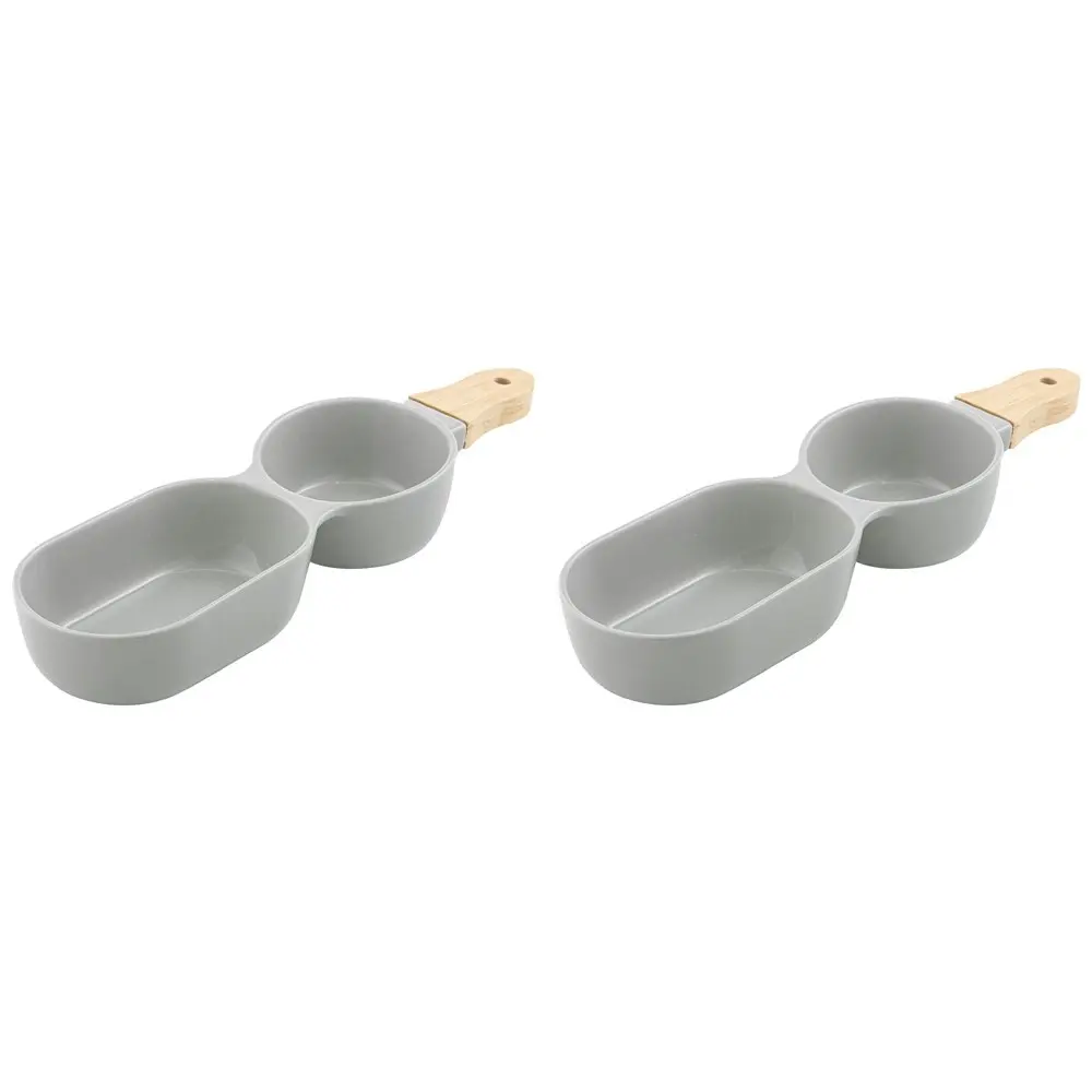 2x Ladelle Alto Serve & Share 2 Part 34.5x9.5cm Porcelain/Wood Serve Stick Grey