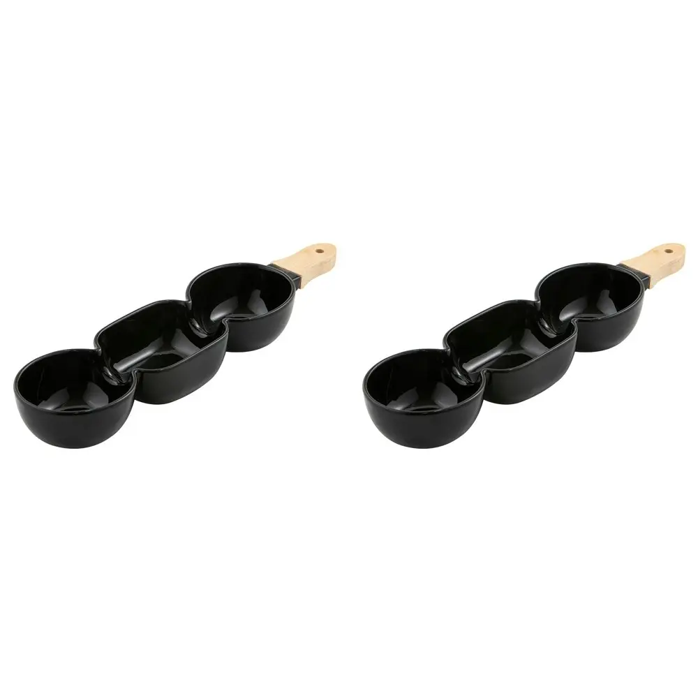 2x Ladelle Alto Serve & Share 3 Part 40x9.8cm Porcelain/Wood Serve Stick Black