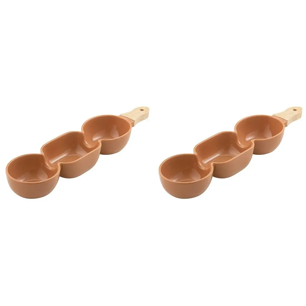 2x Ladelle Alto Serve & Share 3 Part Porcelain/Wood Serve Stick Terracotta