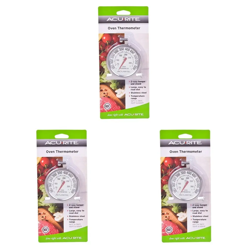 3x AcuRite Dial Style Oven Thermometer Celsius Home Kitchen Cooking Utensil