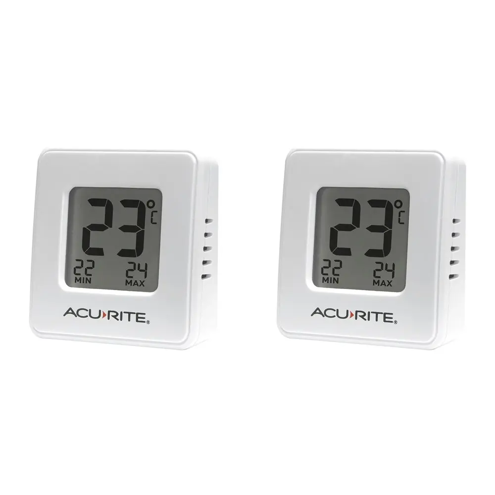 2x AcuRite Compact Indoor Digital Thermometer Home Temperature Wall Mounted