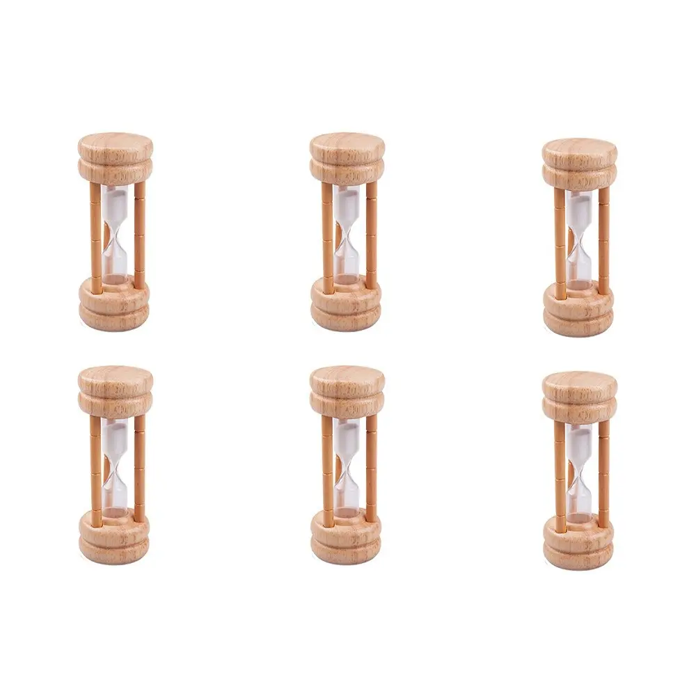 6x Appetito Natural Wood Egg Hourglass 3 Minute Timer Home Kitchen Cooking Tool