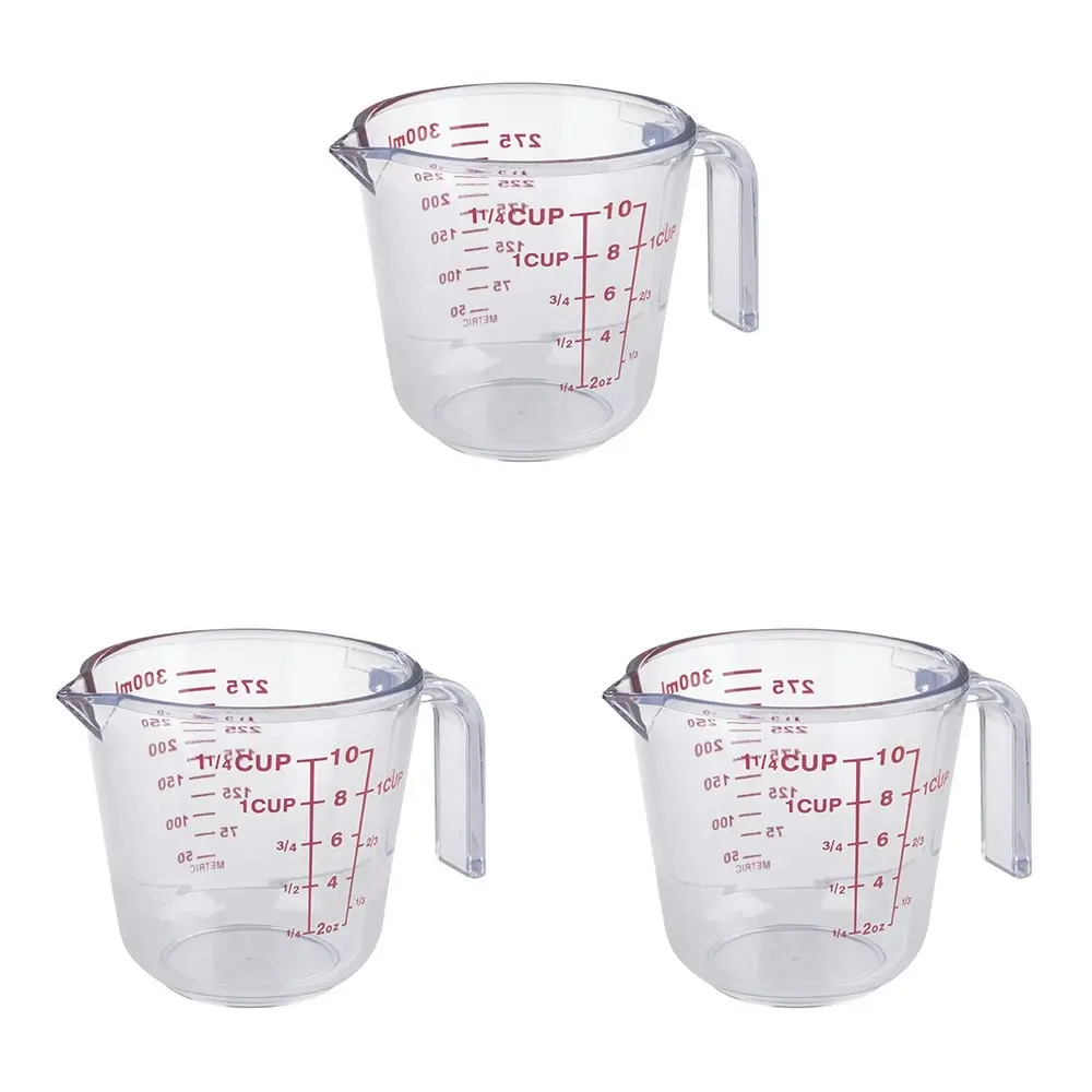 3x Appetito Plastic 1 1/4 Cup Plastic Measure Jug Home Kitchenware Accessory