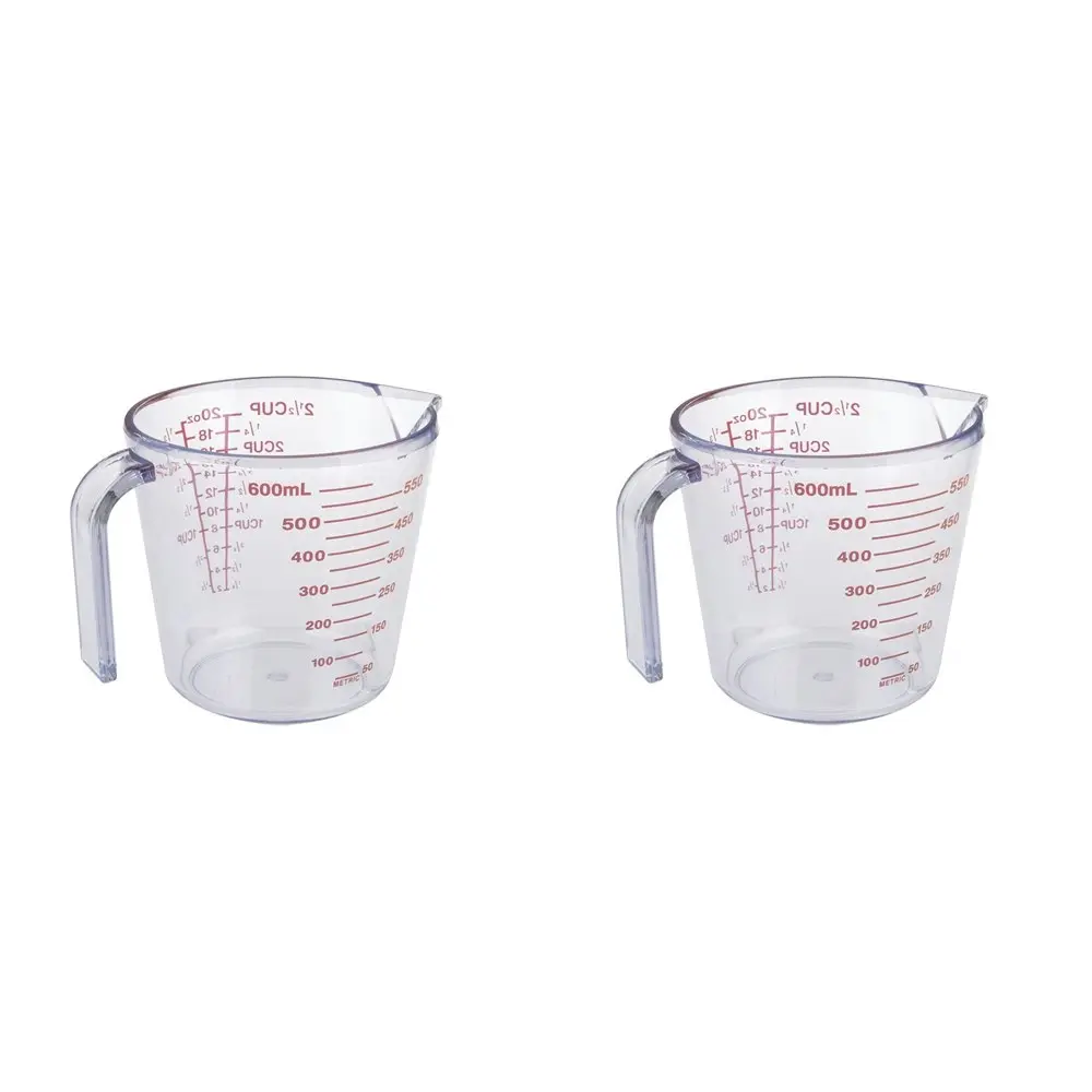 2x Appetito 2 1/2 Cup Plastic Measure Jug Home Kitchen Cooking/Baking Clear