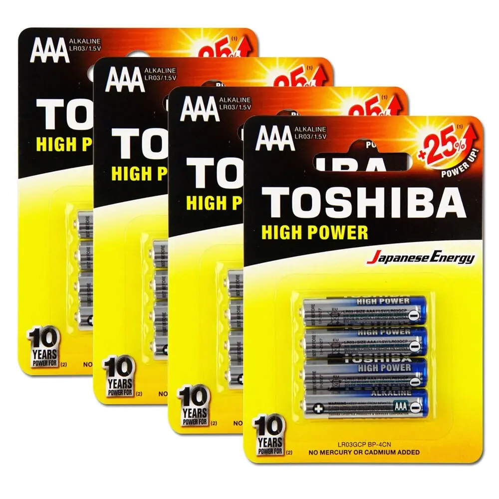 16pc Toshiba Alkaline AAA Battery 1.5V Leakage Resistant No Mercury & Cadmium