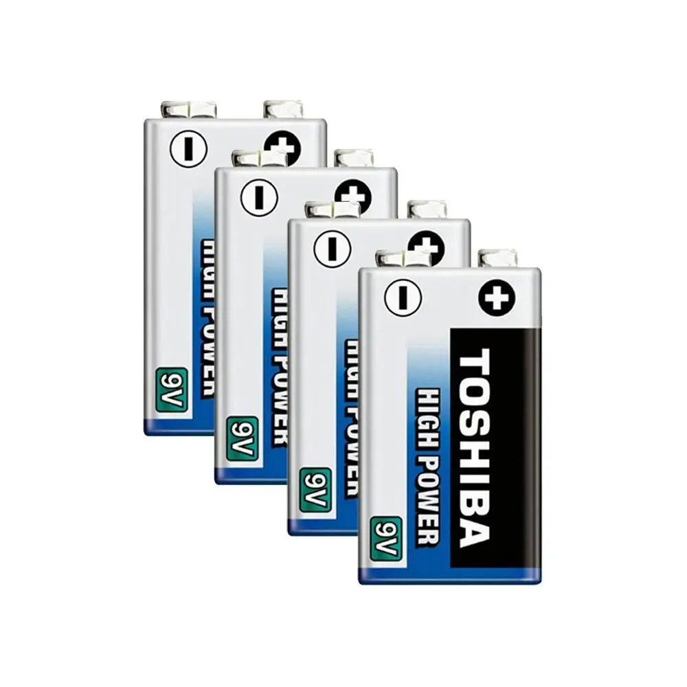 4x Toshiba High Power  9V 6F22 Battery Lasting Cylindrical Multi-Use Batteries