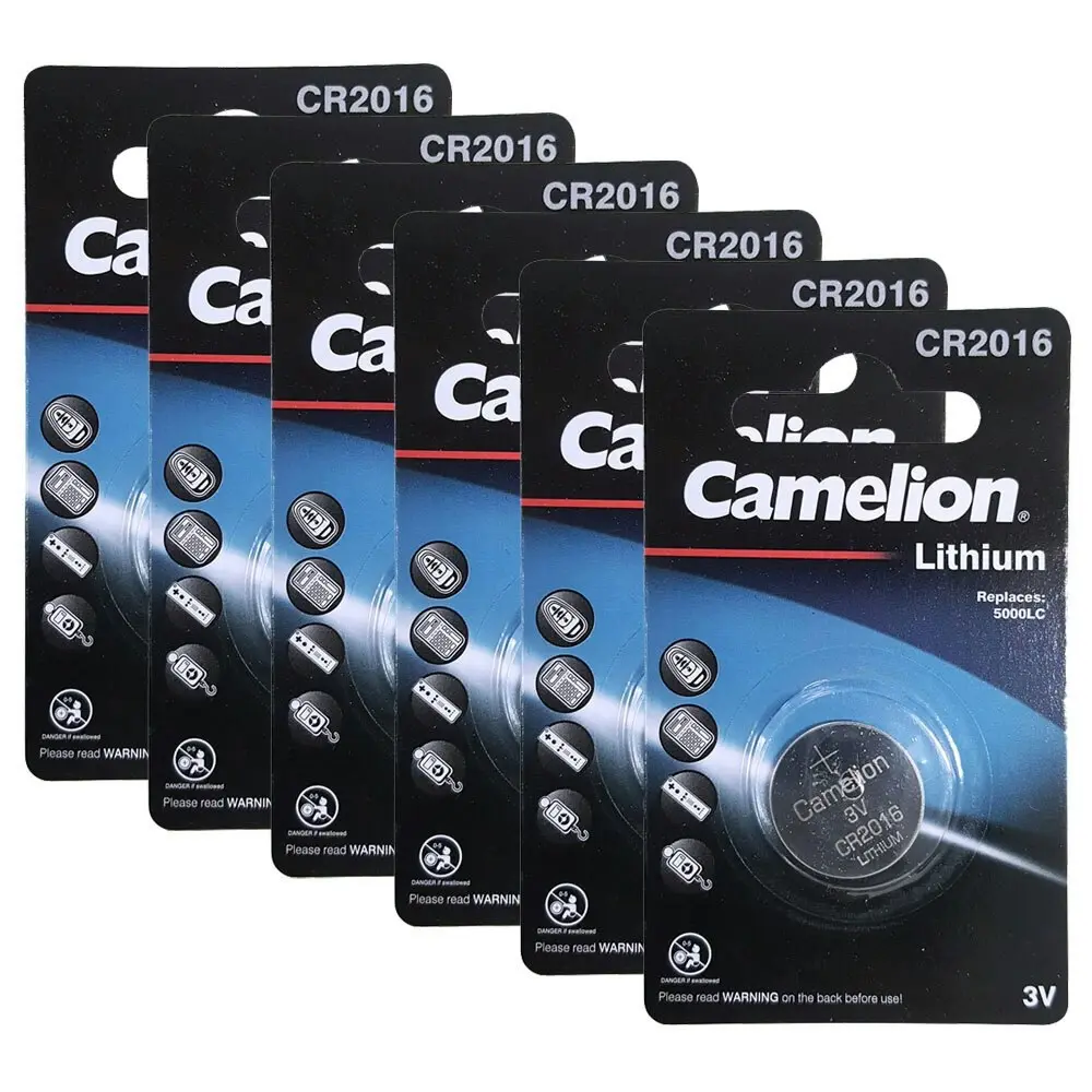 6x Camelion Lithium Button Cell CR2016 3V Battery Single Card f/Watch/Calculator