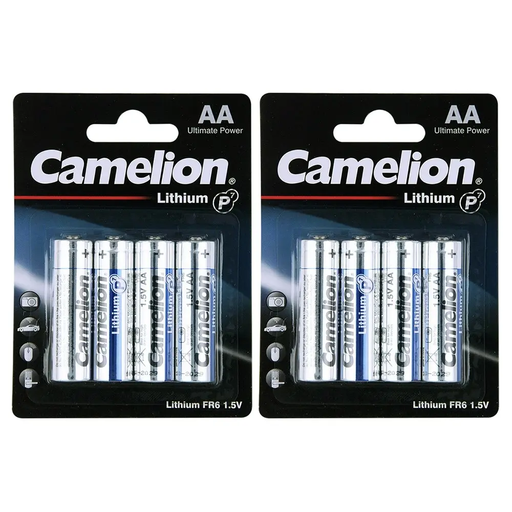 8pc Camelion Lithium AA Batteries High Power Long Lasting Multipurpose Home