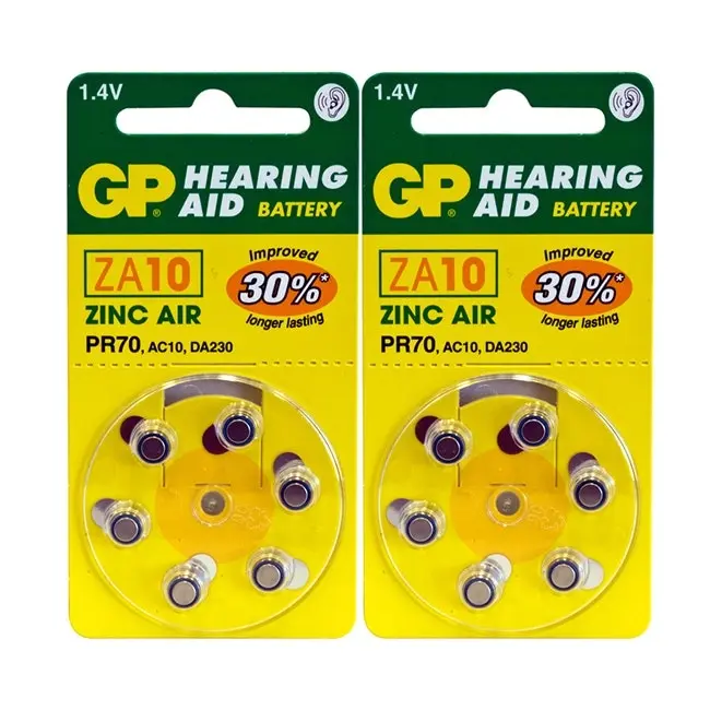 12pc GP 1.4V Zinc Air Size 10/PR70/AC10/DA230 Single Use Battery f/Hearing Aids