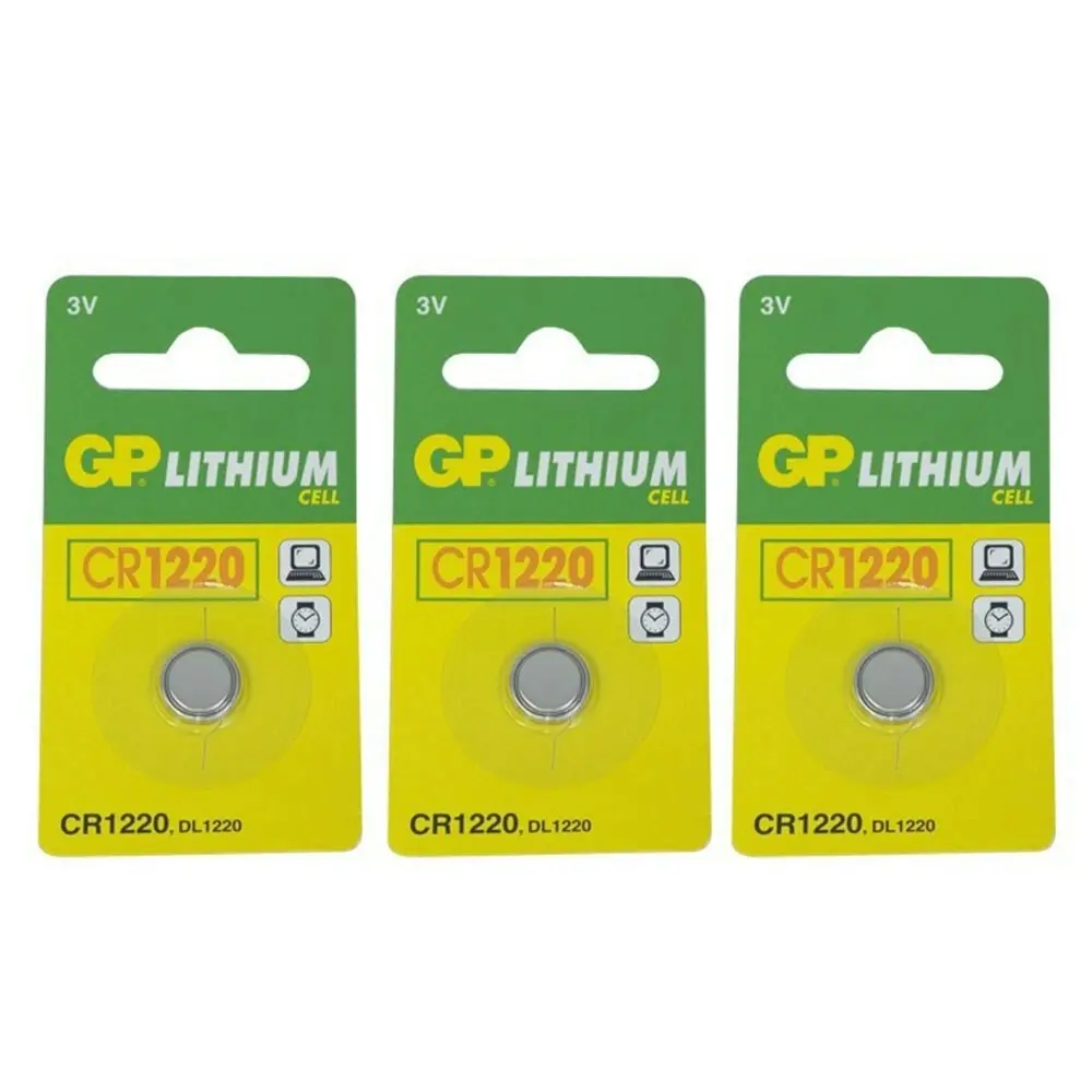 3pc GP 35MAH 3V DL1220/CR1220 Lithium Battery Button Cell/Coin f/ Small Devices