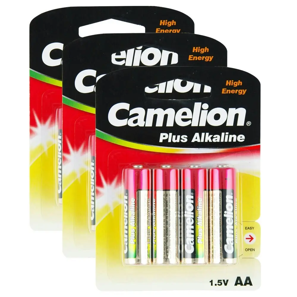 3x 4pc Camelion Alkaline AA 1.5V Battery Long Lasting LR6 Cylindrical Batteries