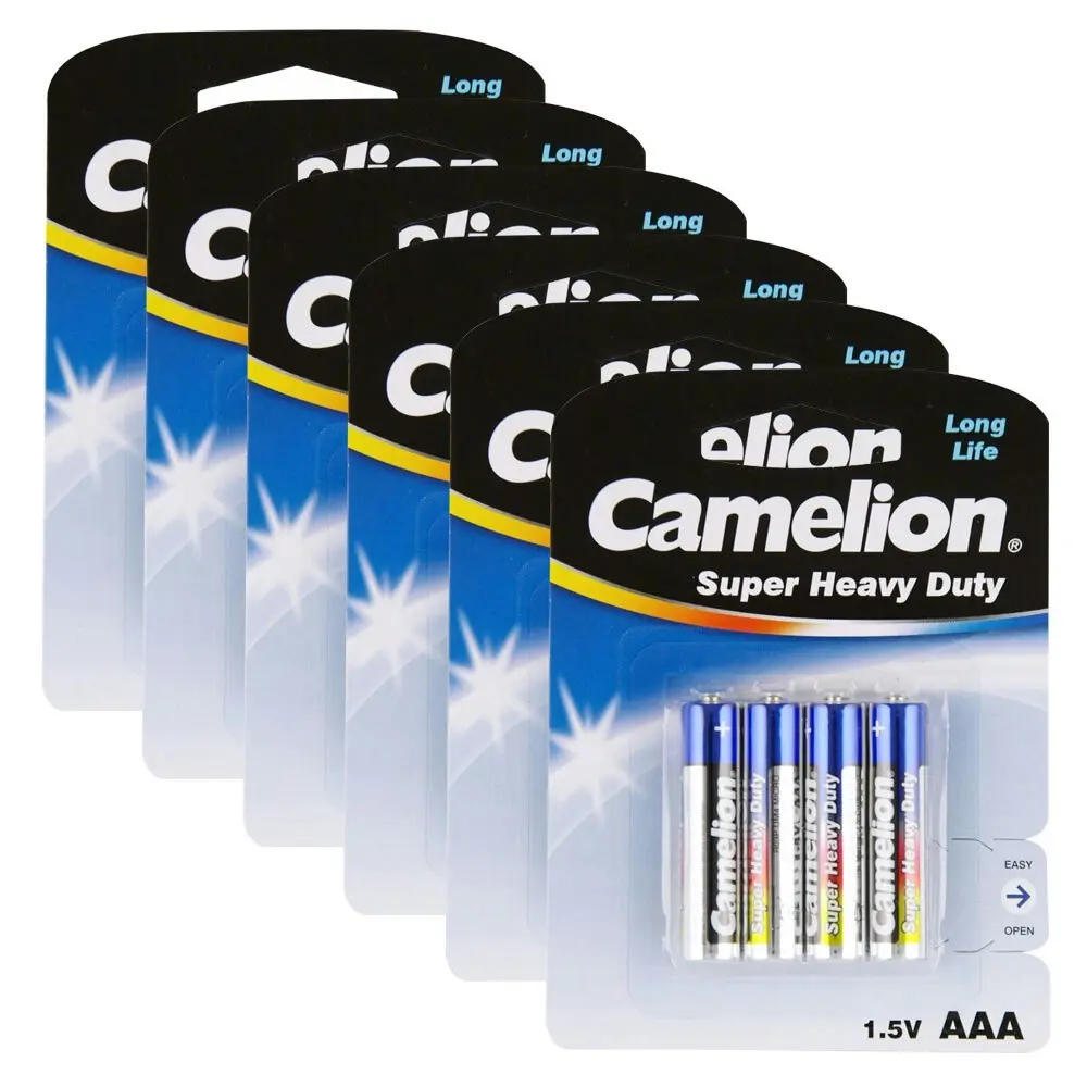 6x 4pc Camelion Super Heavy Duty AAA 1.5V Battery Household Lasting Batteries