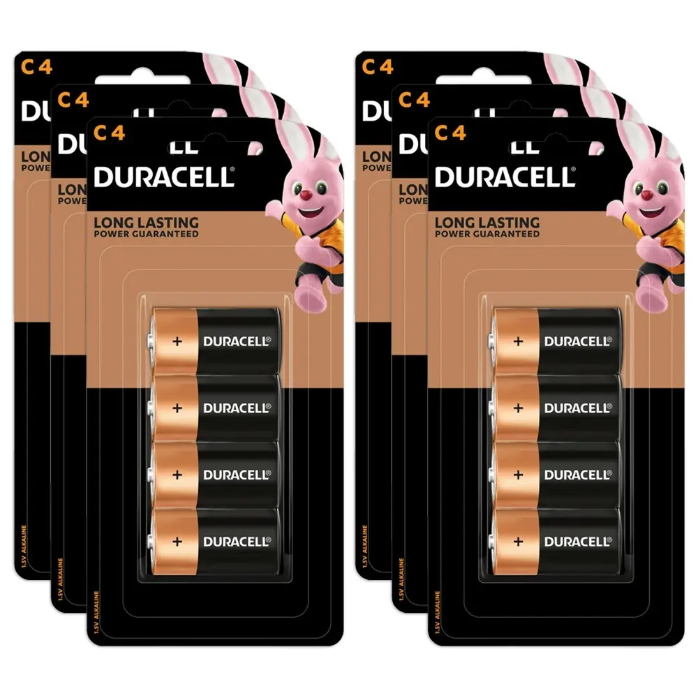 6x 4pc Duracell Coppertop D Alkaline Battery Pack Single Use Batteries