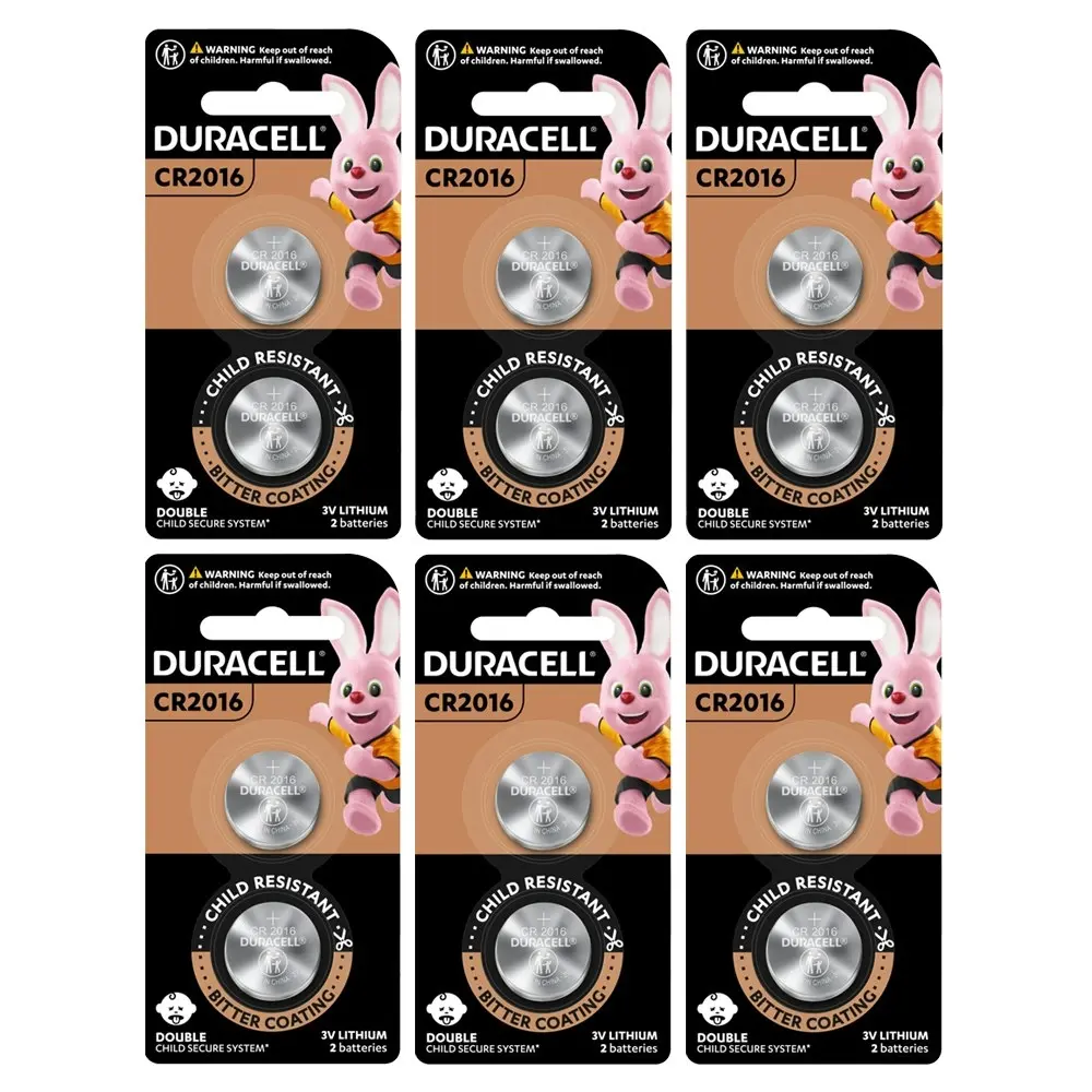 6x 2pc Duracell Specialty 2016 Lithium Coin Battery Pack Single Use