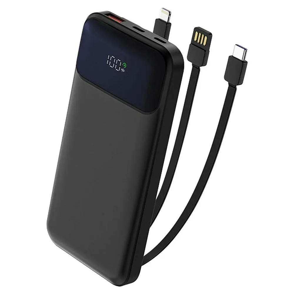 Philips 10000mAh Portable PowerBank With Three Charging Cables - Black