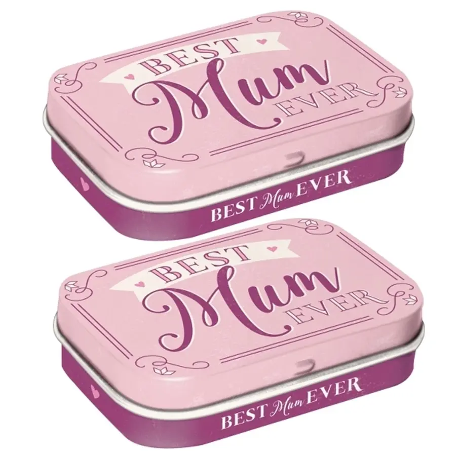 2x Nostalgic Art 6cm Metal Tin Mint Box Best Mum Ever Fresh Breath Candy Mints