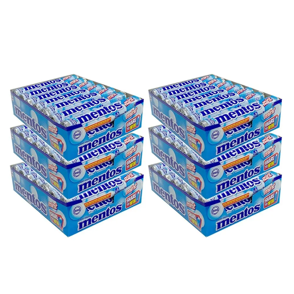 6x 14PK Mentos Mint Candies Roll Fresh Minty Breath Candy Party Confectionery