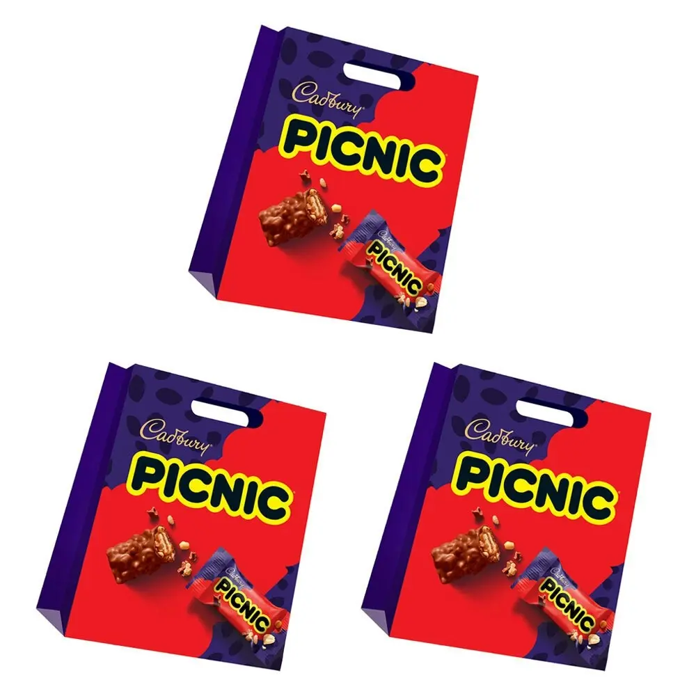 3x Cadbury Picnic ShowBag Kids/Children/Family Milk Chocolate Sweet Blocks