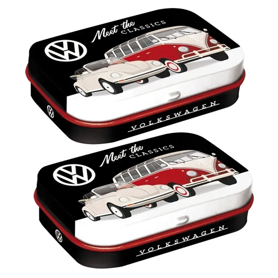 2x Nostalgic Art 6cm Mint Tin Box VW Meet The Classics Fresh Breath Candy Mints