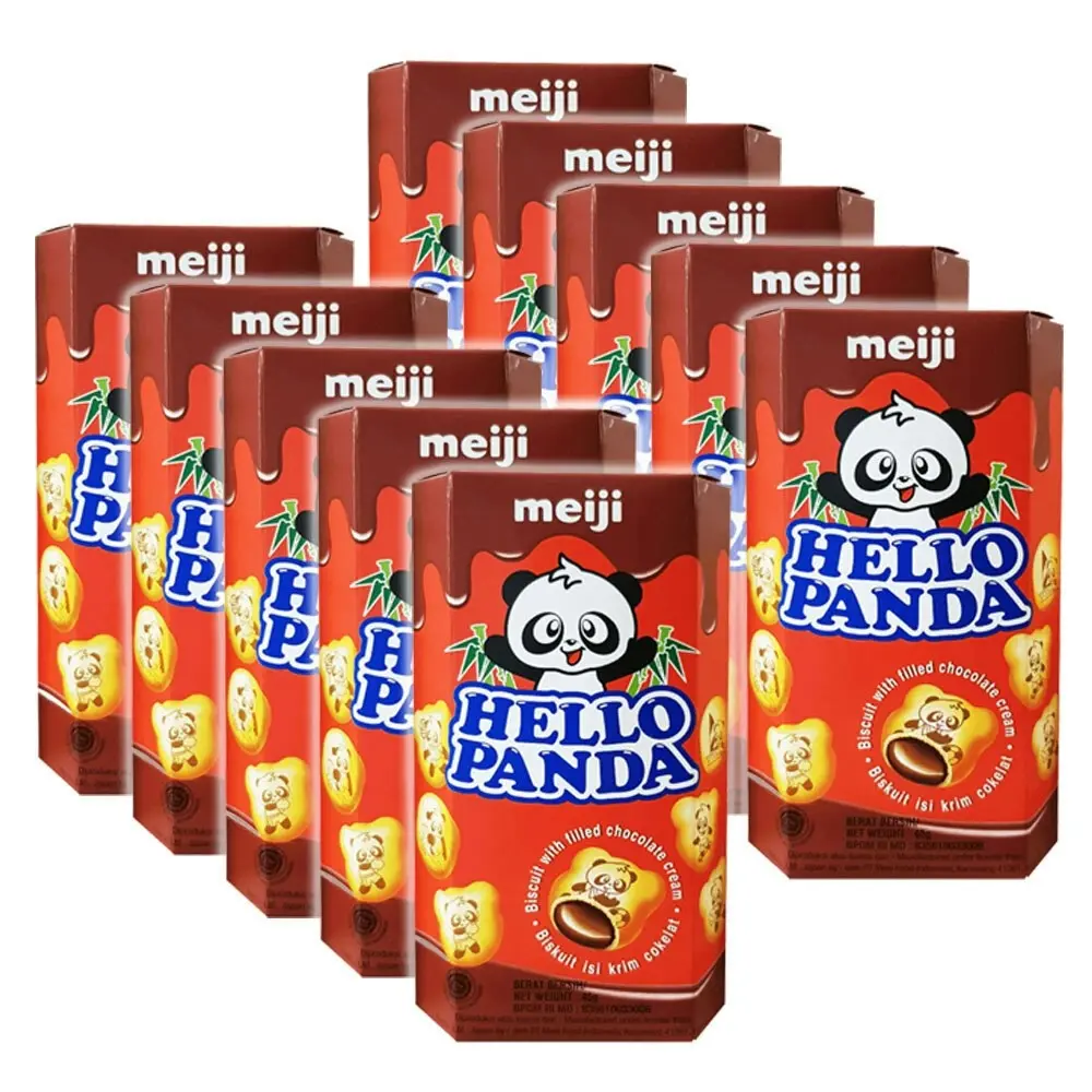 10x Meiji Hello Panda 45g Chocolate Biscuits Sweet/Snack/Treat Confectionery