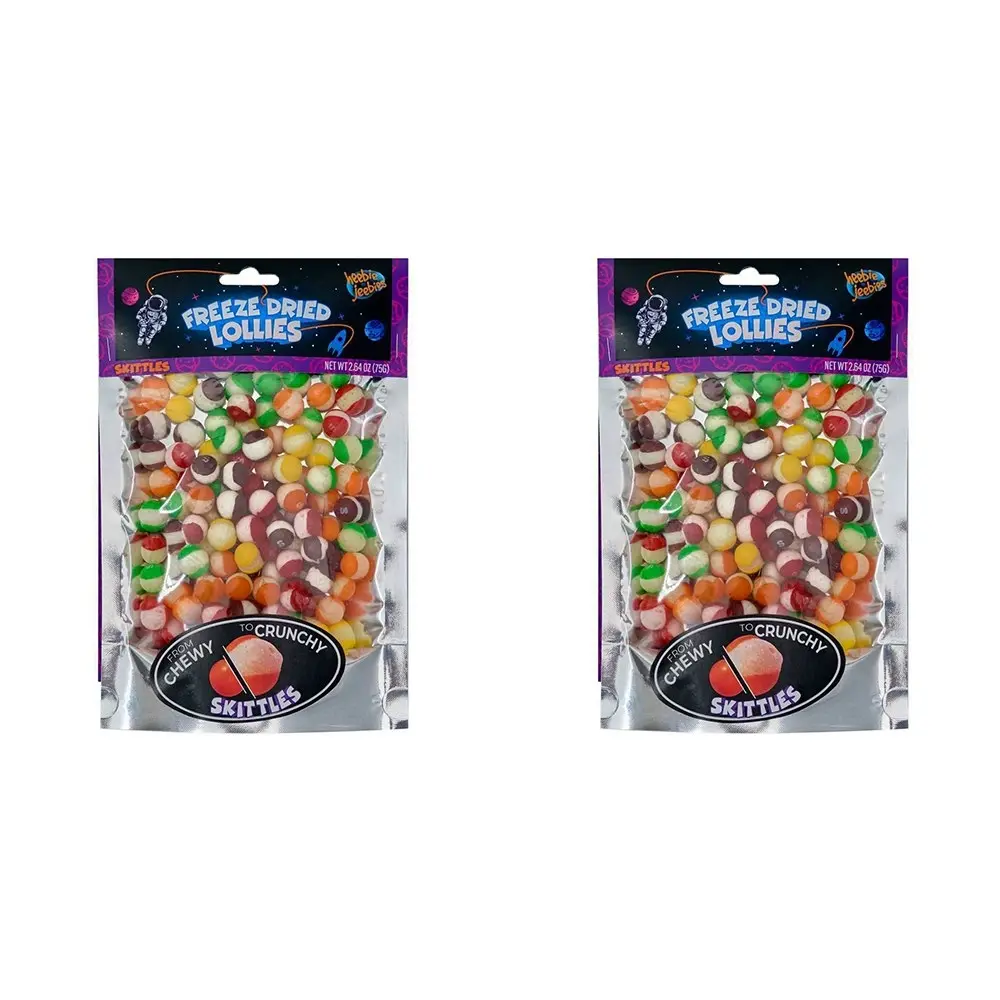 2x Heebie Jeebies 75g Skittles Freeze Dried Lollies Candy Sweets Confectionery