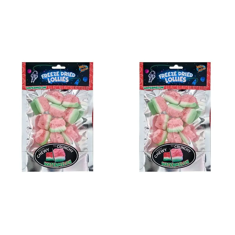 2x Heebie Jeebies 30g Sour Watermelon Freeze Dried Lollies Sweets Confectionery