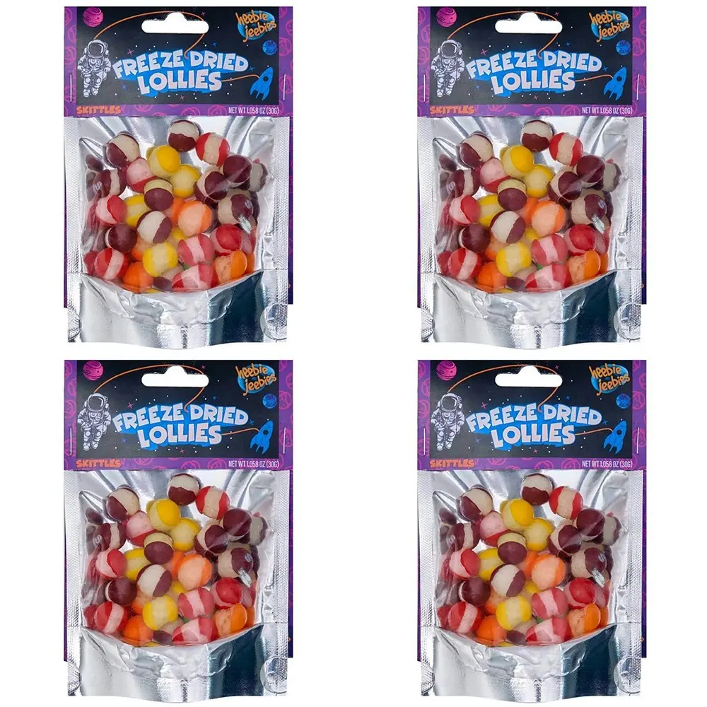 4x Heebie Jeebies 30g Skittles Freeze Dried Lollies Candy Sweets Confectionery