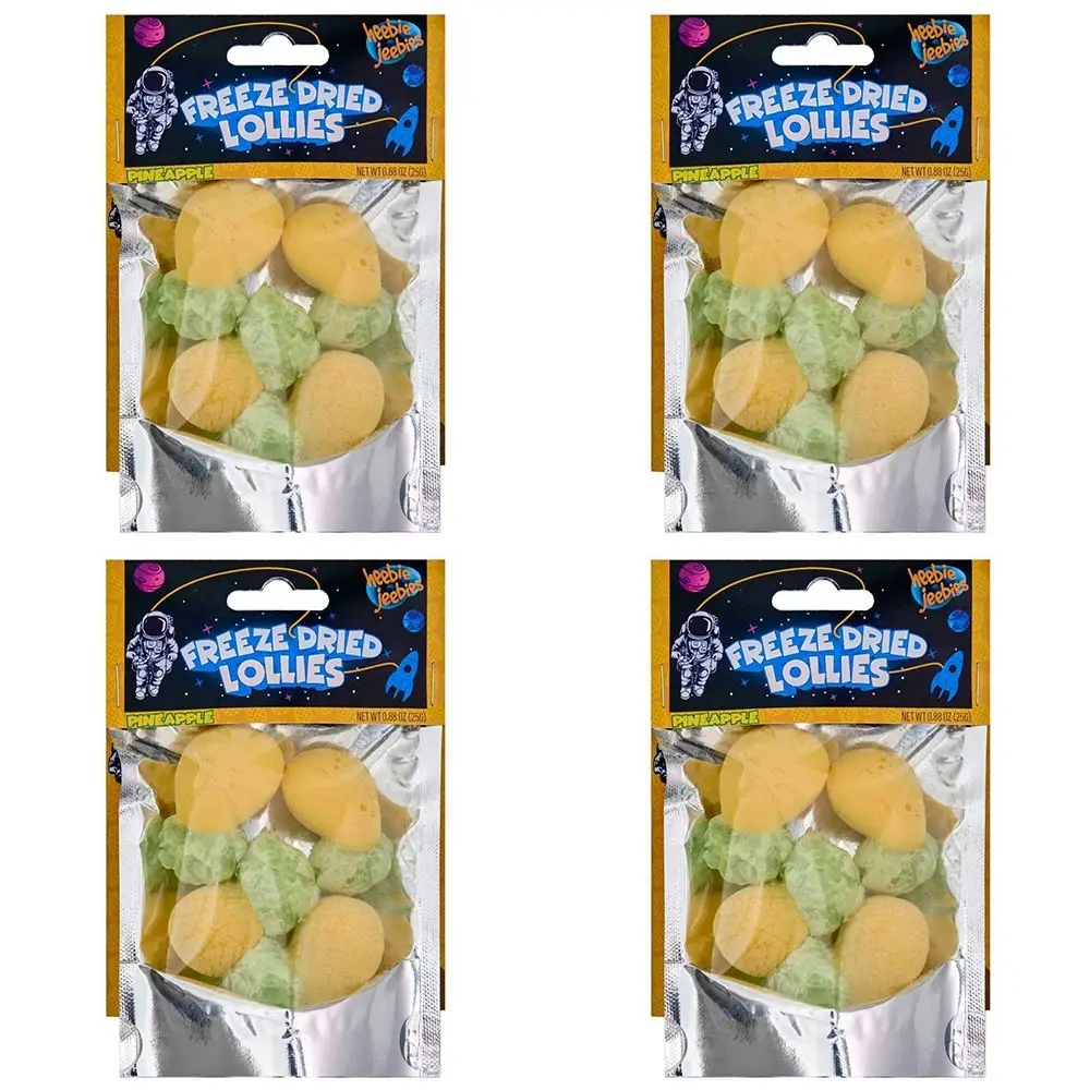 4x Heebie Jeebies 20g Pineapple Freeze Dried Lollies Candy Sweets Confectionery