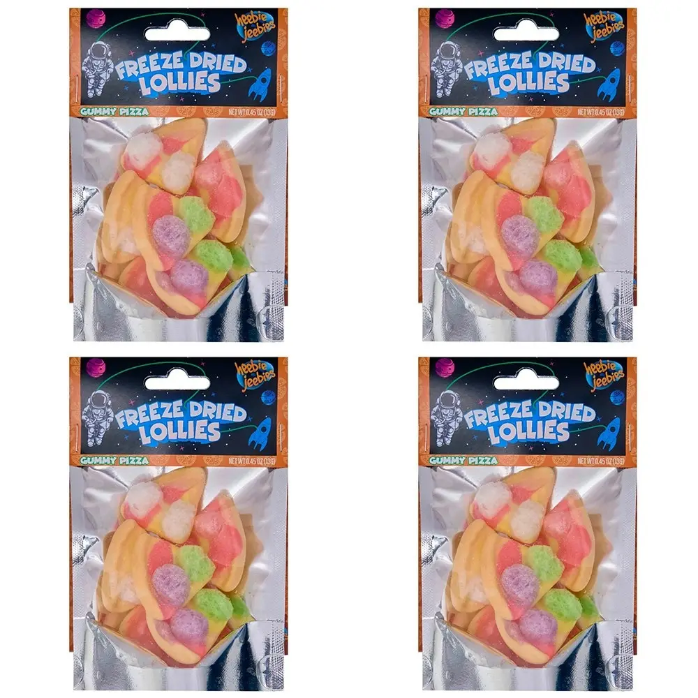 4x Heebie Jeebies 13g Gummy Pizza Freeze Dried Lollies Candy Sweet Confectionery