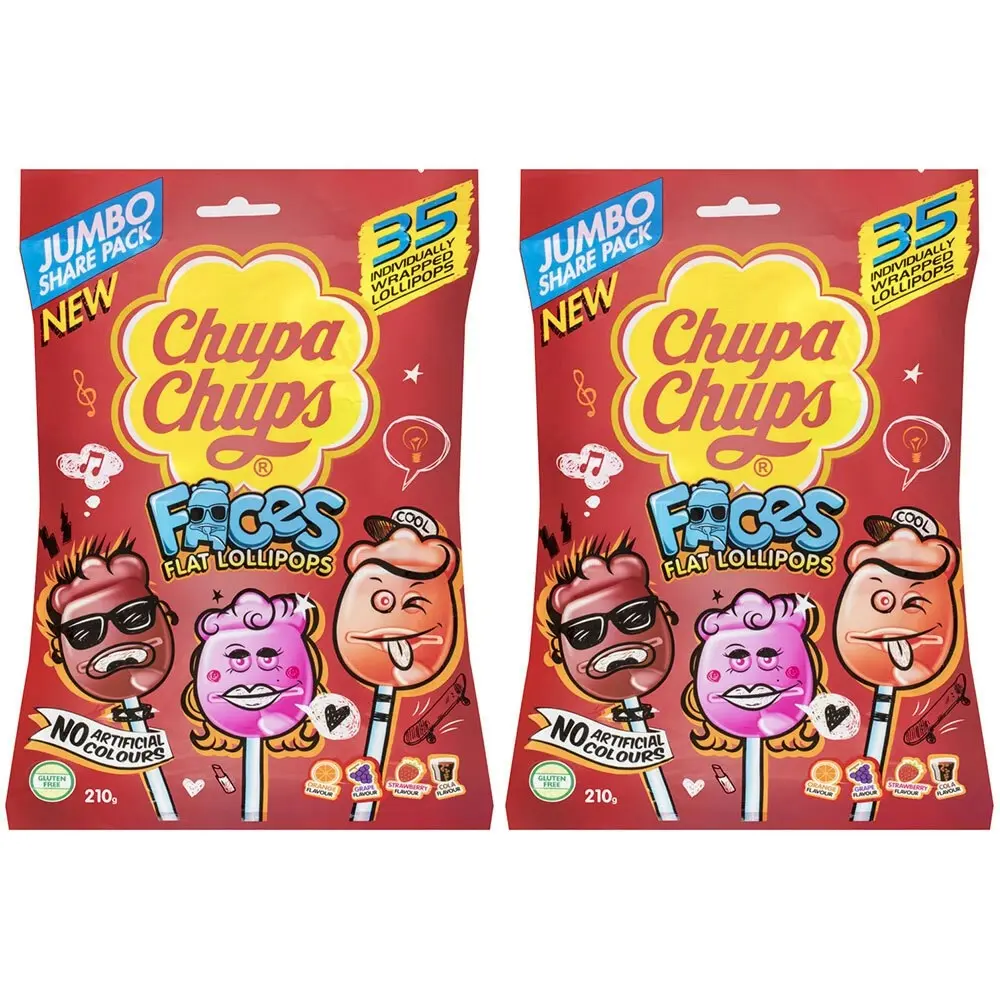 70pc Chupa Chups 420g Faces Flat Lollipops Sweets/Confectionery/Candy Food