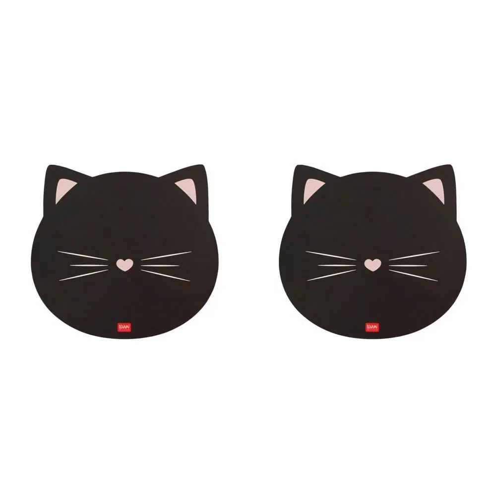 2x Legami PVC Mousepad Anti-Slip Computer/Laptop Desk Mouse Mat Pad Kitty Black